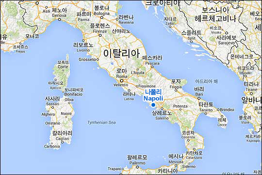 이탈리아 반도의 지도(구글 맵)