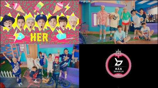 아이돌그룹 블락비(Block B)가 컴백을 앞두고 신곡 'H.E.R(헐)' 티저 영상을 공개했다. 블락비 'H.E.R(헐)'티저영상 화면캡처.