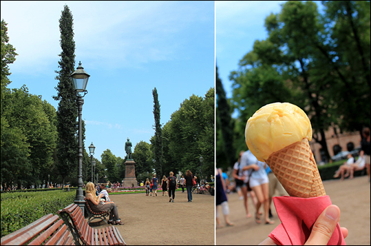 에스플라나디 공원. 이번 여행을 함께 한 일본인 친구 말에 따르면, 핀란드는 추운 나라임에도 아이스크림 소비율이 전 세계 다섯 손가락 안에 든다고 한다. ⓒ Get About 트래블웹진