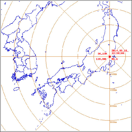 일본 도쿄 북동쪽 지역에서 규모 5.6의 지진이 발생했다. ⓒ기상청