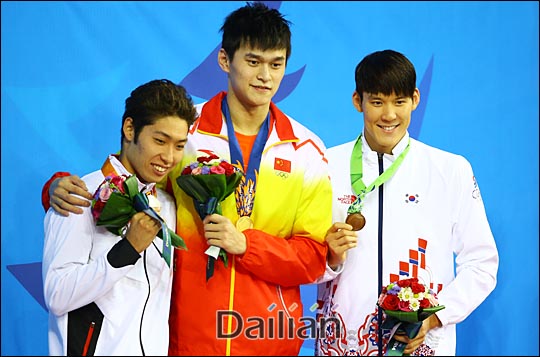 이번 대회 첫 번째 금메달을 차지한 쑨양. ⓒ 데일리안 홍효식 기자