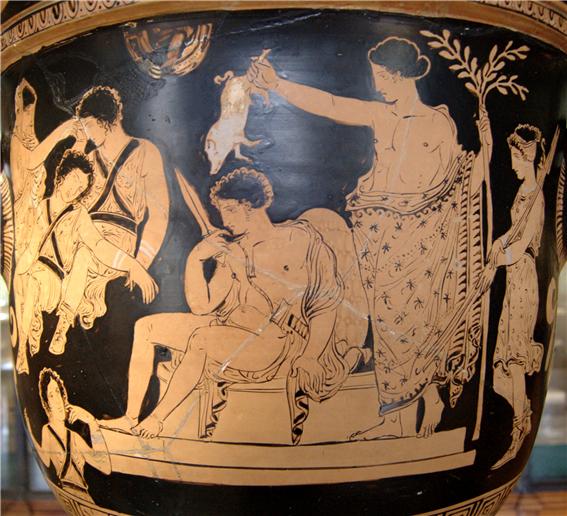 모친 살해 후 델포이의 아폴론 신전으로 찾아가 죄를 정화 받는 오레스테스, BC 380~BC 370 작품, 르부르 박물관 소장, 사진 Bibi Saint-Pol 
