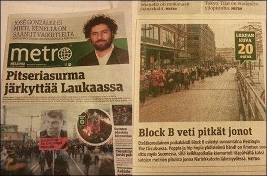 블락비가 핀란드 신문을 장식해 관심을 끌고 있다. ⓒ세븐시즌스