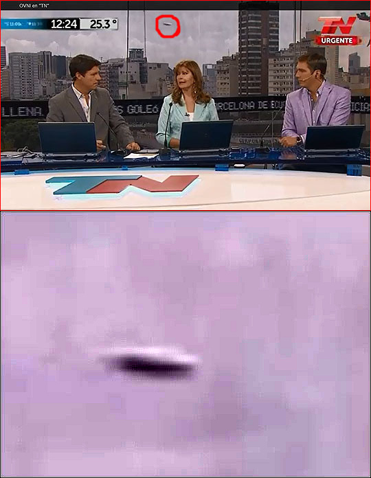 최근 아르헨티나 TN방송사의 생방송 뉴스 진행 중 UFO로 추정되는 물체가 포착돼 화제다. 유투브 영상 화면 캡처