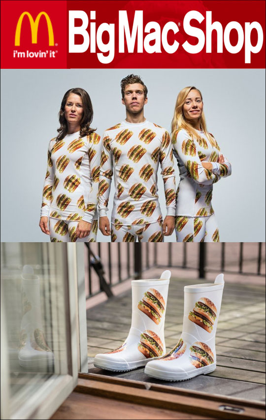 세계적인 패스트푸드 회사 맥도날드가 자사의 햄버거인 빅맥’을 콘셉트로 한 제품들을 선보이며 패션업계에 진출했다. ⓒBig Mac Shop