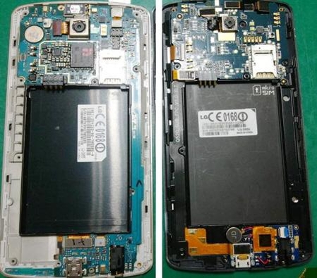 LG전자 정품 G3(왼쪽)와 저가 부품으로 만든 가짜 G3. LG전자 제공 