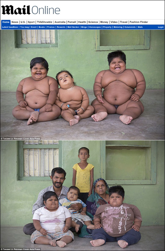 비만으로 고통받는 아들과 두 딸의 치료를 위해 자신의 신장을 팔아서라도 존을 마련하겠다는 아버지의 부성애가 네티즌들의 이목을 집중시켰다. 데일리메일 홈페이지 화면캡처.