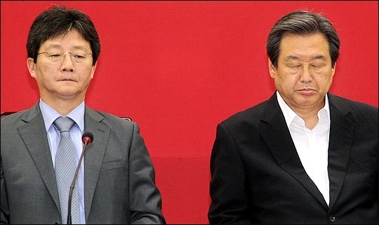 김무성 새누리당 대표(왼쪽)와 유승민 전 원내대표. ⓒ데일리안 박항구 기자 