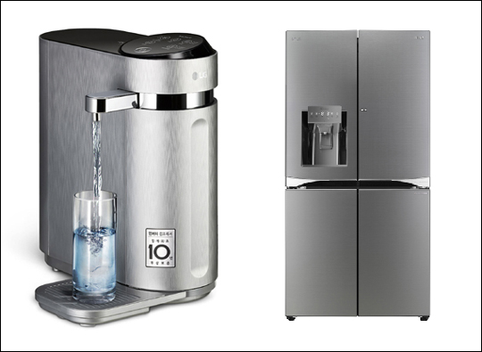 LG퓨리케어 정수기(왼쪽)·LG퓨리케어 디오스얼음정수기냉장고(오른쪽).ⓒLG전자