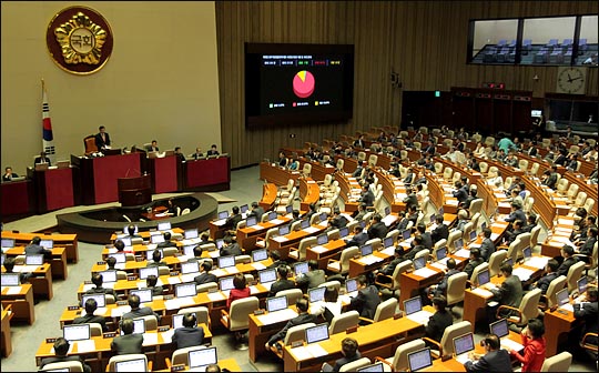 지난 19일 국회에서 열린 19대 국회 마지막 본회의에서 여야 의원들이 상정된 법안을 처리하고 있다. 19대 국회 마지막 본회의에는 135개의 안건이 상정돼 처리되며 19대 국회에서 발의된 1만 7천여건에 달하는 법안중 본회의에서 처리되지 못한 1만여건의 법안들은 자동폐기 된다. ⓒ데일리안 박항구 기자