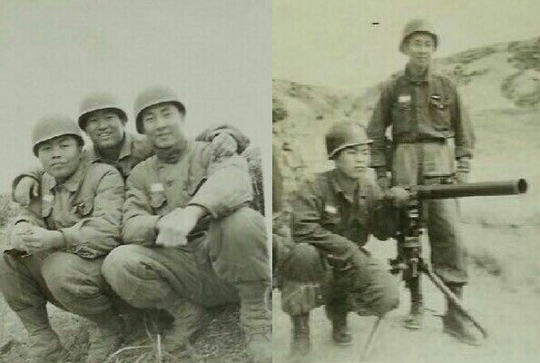 더민주가 1일 김종인 비대위 대표의 군 복무 시절 사진을 공개했다. 두장의 사진 속 각각 왼쪽 인물이 김 대표다. ⓒ더불어민주당