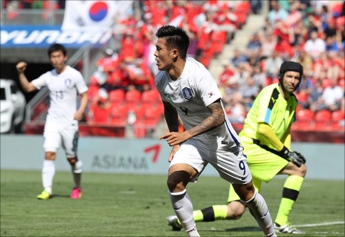 한국이 윤빛가람-석현준 골로 체코에 2-0 앞선 가운데 전반전을 마쳤다. ⓒ 연합뉴스