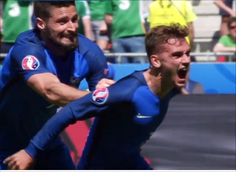 그리즈만이 멀티골을 폭발한 프랑스가 아일랜드를 누르고 유로2016 8강에 안착했다. ⓒ UEFA 캡처