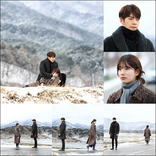 KBS2 새 수목극 '함부로 애틋하게' 김우빈과 배수지가 자체 발광 '눈밭 화보' 장면을 선보였다.ⓒ삼화 네트웍스, IHQ