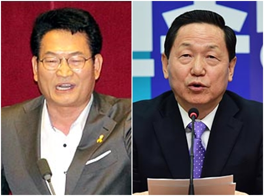 더불어민주당 송영길(왼쪽) 의원과 김상곤 전 혁신위원장이 24일 당 대표 선거 출마를 선언했다. (자료사진) ⓒ데일리안 박항구 기자