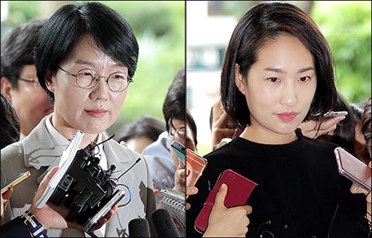 ⓒ국민의당 리베이트 의혹 사건의 핵심 인물인 박선숙 의원과 김수민 의원이 지난해 영장실질심사를 받기 위해 각각 서울서부지법으로 출석하고 있는 모습. ⓒ데일리안 박항구 기자
