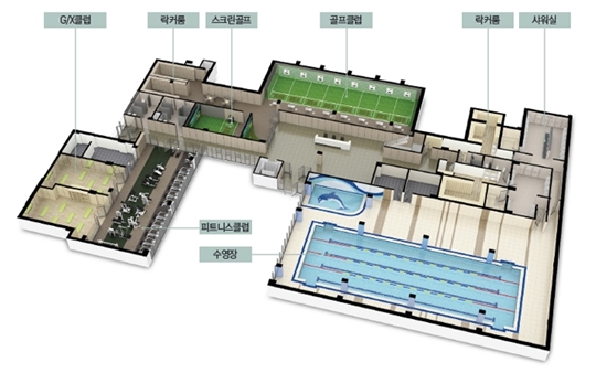 실내 수영장이 설계되는 시흥 센트럴 푸르지오 주민 공동시설 모습. ⓒ대우건설