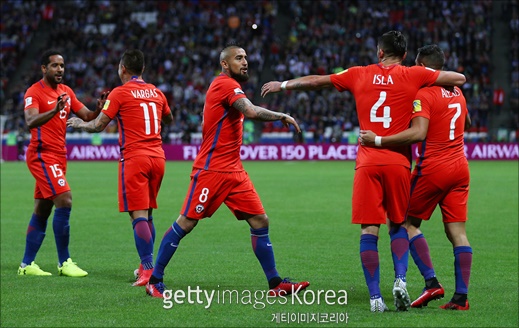 칠레는 26일 러시아 모스크바 스파르타크 스타디움에서 열리는 호주와의 ‘2017 FIFA 컨페더레이션스컵’ B조 3차전을 앞두고 있다. ⓒ 게티이미지