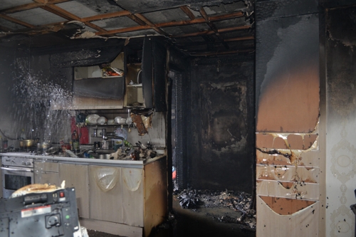 화재가 발생한 용인시 수지구 아파트 모습. ⓒ 경기도 소방서 