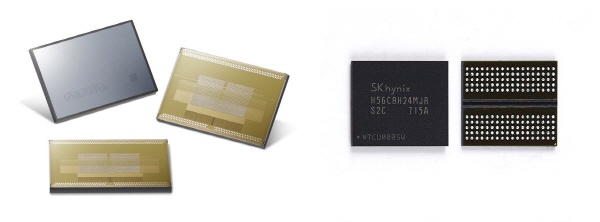 삼성전자의 '8GB HBM2 D램(왼쪽), SK하이닉스 그래픽 D램 'GDDR6' ⓒ 각 사 제공 
