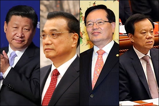 (왼쪽부터) 시진핑 중국 국가 주석, 리커창 국무원 총리, 장더장 전인대 상무위원장, 천민얼 충칭시 당서기 ⓒ연합뉴스