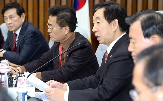 김성태 자유한국당 원내대표가 지난 12일 오전 국회에서 열린 원내대책회의에서 이야기 하고 있다. (자료사진) ⓒ데일리안 박항구 기자