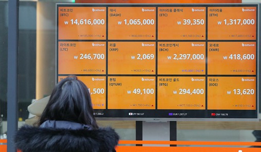 19일 오후 서울 중구에 위치한 비트코인 등 가상화폐(가상통화, 암호화폐) 거래소에서 한 시민이 시세표를 보고 있다.(자료사진) ⓒ데일리안