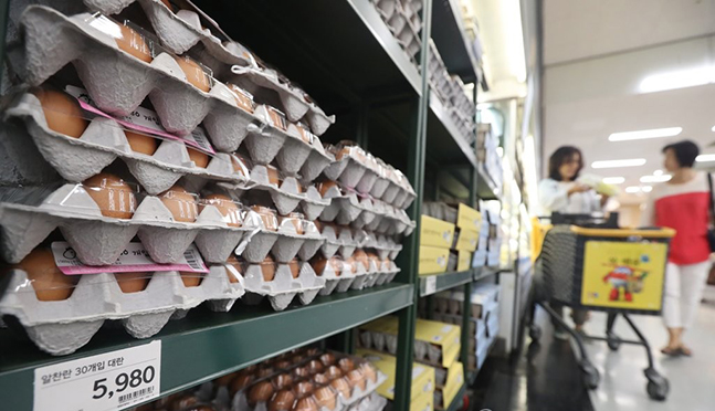 살충제 계란 파동 이후 한 대형마트 계란판매대 모습. ⓒ연합뉴스