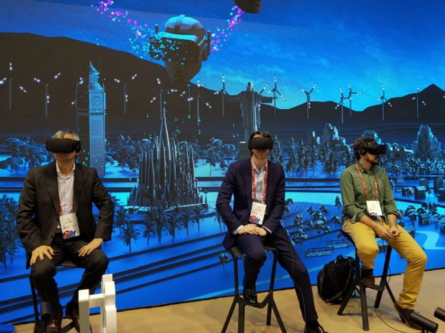 스페인 텔레포니아 부스에 마련된 VR 체험존. ⓒ 데일리안 이호연 기자 