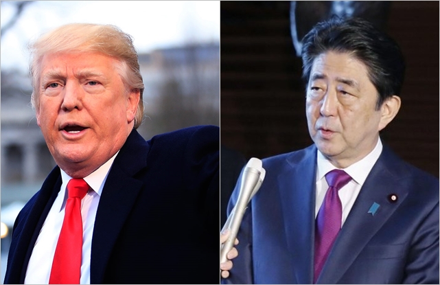 도널드 트럼프 미국 대통령과 아베 신조 일본 총리 ⓒ데일리안