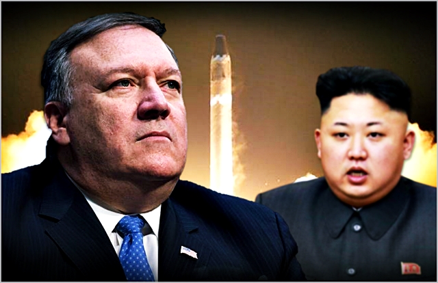 마이크 폼페이오 미국 중앙정보국(CIA) 국장과 김정은 북한 국무위원장 ⓒ데일리안