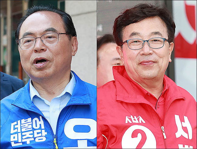 오거돈(왼쪽) 더불어민주당 부산시장 후보와 서병수 자유한국당 부산시장 후보. ⓒ데일리안 류영주 기자