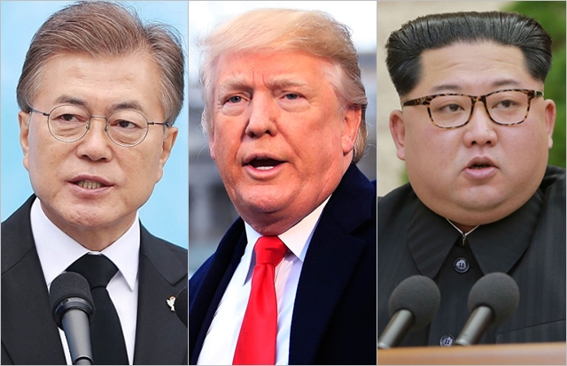 왼쪽부터 문재인 대통령, 도널드 트럼프 미국 대통령, 김정은 북한 국무위원장. ⓒ청와대, 도널드 트럼프 트위터  