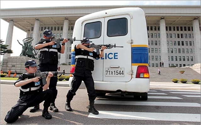 2015년 8월 경찰특공대원들이 한미 을지프리덤가디언(UFG) 훈련에 참석하고 있다. ⓒ데일리안 박항구 기자