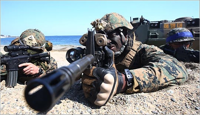 2016년 3월 한·미 해병대 병력들이 쌍룡훈련을 실시하고있다. ⓒ데일리안 