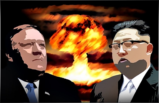마이크 폼페이오 미국 국무장관(왼쪽)과 김정은 북한 국무위원장 ⓒ데일리안 