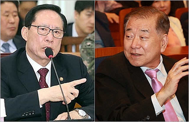 송영무 국방부장관(왼쪽), 문정인 대통령 외교안보 특보 ⓒ데일리안 