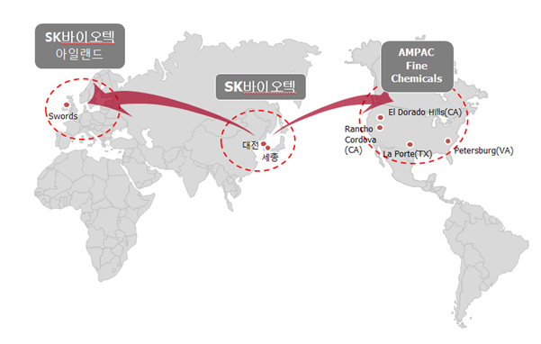 SK(주) 글로벌 CDMO 생산 체계.ⓒSK(주)