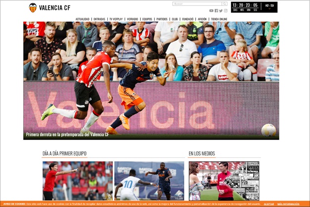 이강인 활약이 발렌시아 홈페이지 메인 화면을 장식했다. 발렌시아 공식 홈페이지 캡처