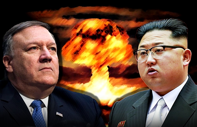 마이크 폼페이오 미국 국무장관(왼쪽)과 김정은 북한 국무위원장 ⓒ데일리안