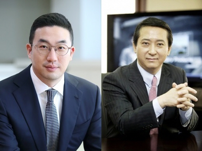 구광모 LG 대표이사 회장(왼쪽)과 권영수 LG 대표이사 부회장. ⓒ LG 및 LGU+ 제공 