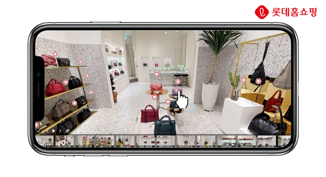롯데홈쇼핑 가상 쇼핑 공간 'VR 스트리트' 내 뉴욕 디자이너 핸드백 브랜드 '조이그라이슨' 매장.ⓒ롯데홈쇼핑