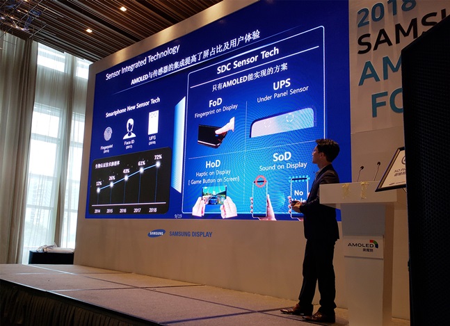 삼성디스플레이가 18일 중국 선전 메리어트 호텔에서 ‘2018 삼성 OLED 포럼’을 개최했다.ⓒ삼성디스플레이