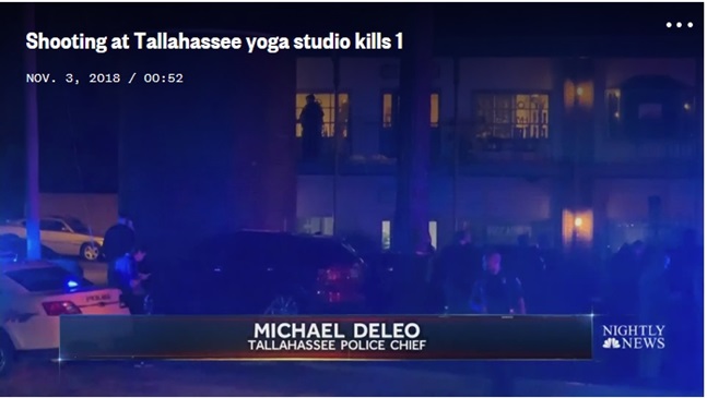 총격 사건이 발생한 미국 플로리다주의 요가교실 모습. NBC뉴스 영상 캡쳐.