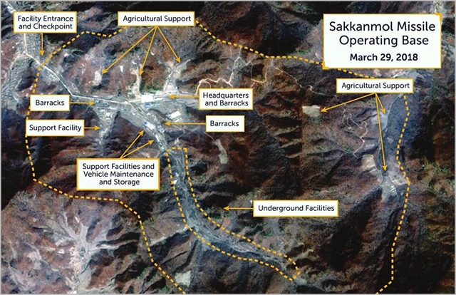 미국 싱크탱크 전략국제문제연구소(CSIS)가 지난 12일 북한 황해북도 황주군 삭간몰 미사일 기지를 인공위성으로 촬영한 사진을 분석해 공개했다 ⓒCSIS 