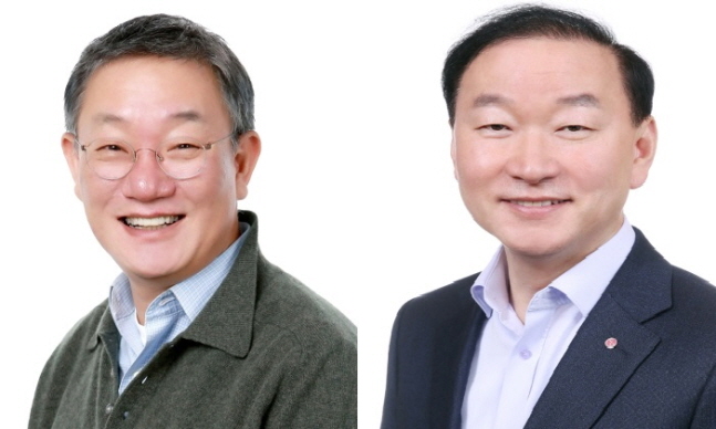 현신균 CTO 부사장(왼쪽)과 이재성 하이테크 사업부장(부사장). ⓒ LG CNS