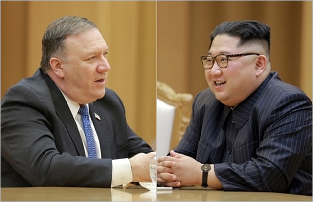 마이크 폼페이오 미국 국무장관과 김정은 북한 국무위원장 ⓒ조선중앙통신