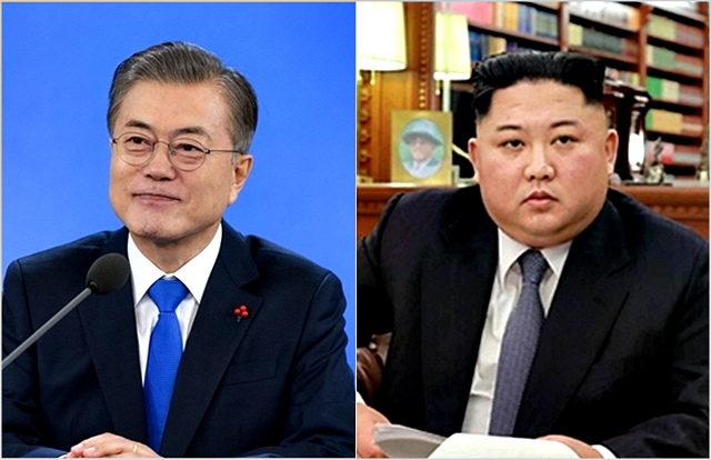 문재인 대통령(왼쪽)과 김정은 북한 국무위원장. ⓒ청와대,노동신문