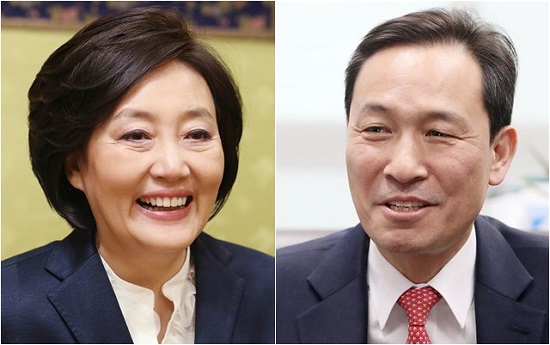 더불어민주당 박영선(왼쪽) 의원, 우상호 의원. ⓒ데일리안 홍금표 기자