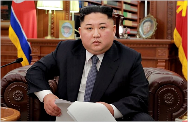 김정은 북한 국무위원장이 지난 1일 신년사를 발표하고 있다. ⓒ노동신문